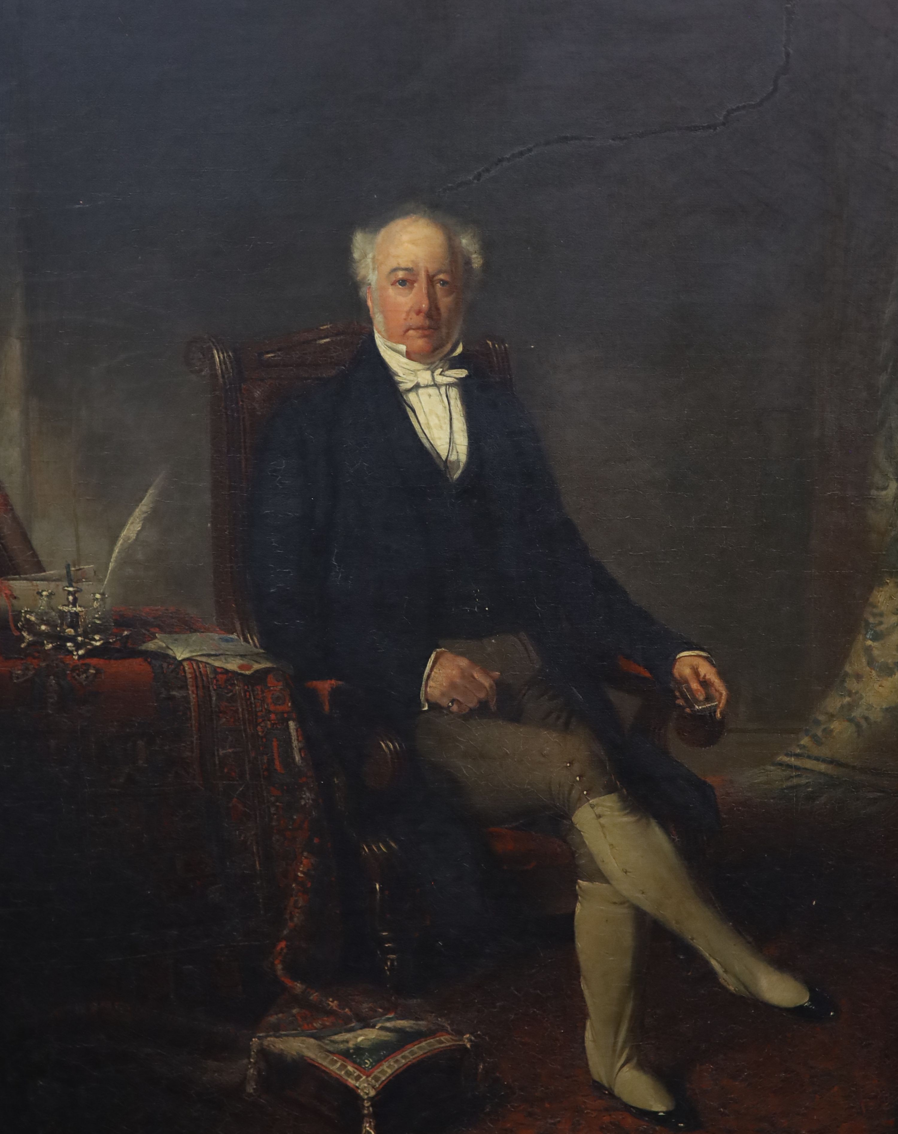 Early 19th Century English School, Portrait of a seated gentleman, Oil on canvas, 59 x 47cm.